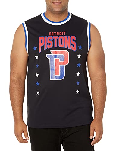 Ultra Game NBA Detroit Pistons Mens Jersey Sleeveless Muscle T-Shirt, Black, Large