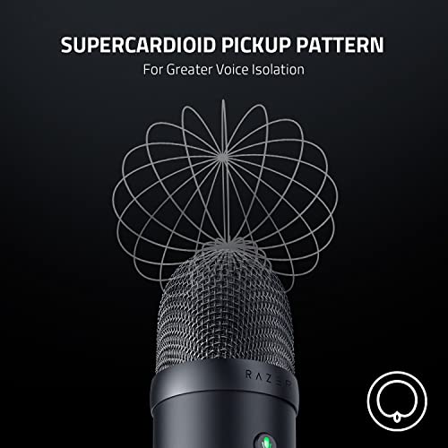 Razer Seiren V2 X USB Condenser Microphone for Streaming and Gaming on PC: Supercardioid Pickup Pattern - Integrated Digital Limiter - Mic Monitoring and Gain Control - Built-in Shock Absorber