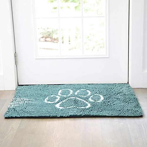 Dog Gone Smart Dirty Dog Microfiber Paw Doormat - Muddy Mats For Dogs - Super Absorbent Dog Mat Keeps Paws and Floors Clean - Machine Washable Pet Door Rugs with Non-Slip Backing | Large Pacific Blue