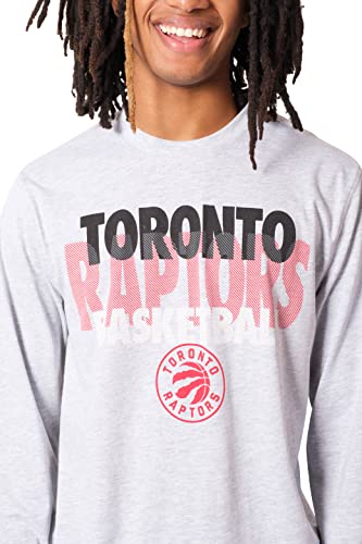 Ultra Game NBA Toronto Raptors Mens Supreme Long Sleeve Pullover Tee Shirt, Heather Gray, Medium