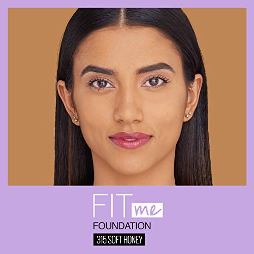 Maybelline Fit Me Dewy + Smooth SPF 18 Liquid Foundation Makeup, Soft Honey, 1 Count