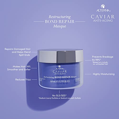 Alterna Caviar Anti-Aging Restructuring Bond Repair Masque, 5.7 Ounce | Strengthens and Protects Damaged Hair , 5.68 Fl Oz (Pack of 1)