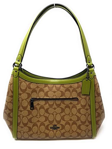 COACH Women's Kristy Shoulder Bag (Signature Canvas - Khaki - Olive Green)
