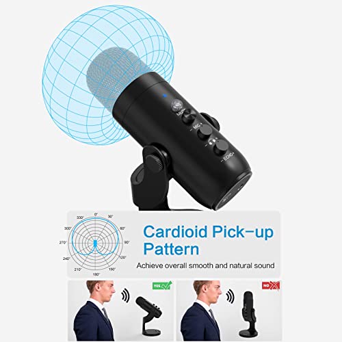 ZealSound USB Microphone,Condenser Computer PC Mic,PlugandPlay Gaming Microphones for PS 4and5.Headphone OutputandVolume Control,Mic Gain Control,Mute Button for Vocal,YouTube Podcast on MacandWindows(Black)