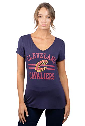 Ultra Game NBA Los Angeles Clippers Womens Box Out Varsity Stripe Tee Shirt, Team Color, Small