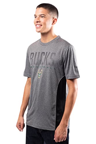 Ultra Game NBA Milwaukee Bucks Mens Active Tee Shirt, Charcoal Heather, Large