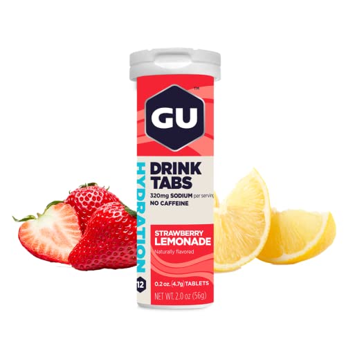 GU Energy Hydration Electrolyte Drink Tablets, Enhanced Endurance Sports Drink for Running, Cycling, Triathlon, 8-Count (96 Servings), Strawberry Lemonade