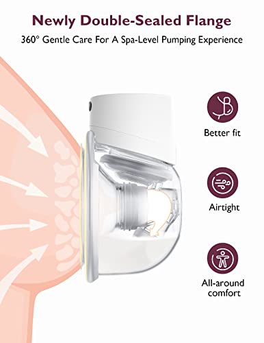 Momcozy S12 Pro Hands-Free Breast Pump Wearable, Double Wireless Pump with Comfortable Double-Sealed Flange, 3 Modes and 9 Levels Electric Pump Portable, Smart Display, 24mm, 2 Pack