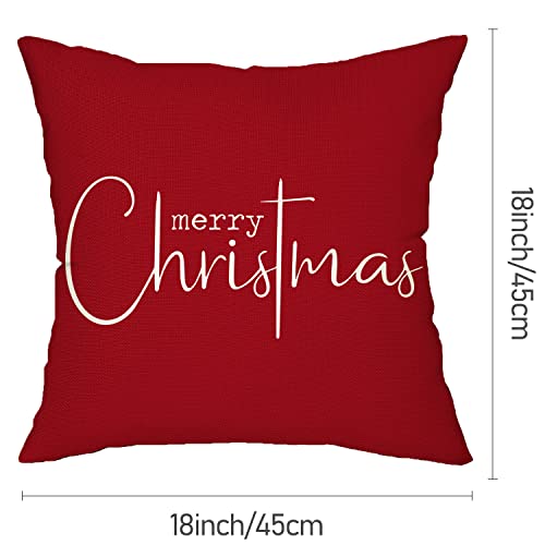 Allorry Christmas Pillow Covers Merry Christmas Throw Pillow Decorative Beige Cotton Cloth Linen Cloth Pillow Cover Sofa Cover Decorative Rectangle Length 18X18 inches