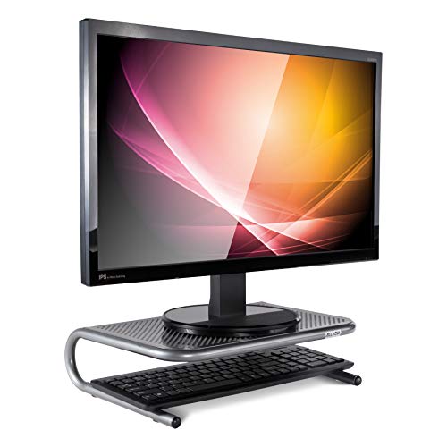 Allsop Metal Art Jr. Monitor Stand, 14-Inch wide platform holds 40 lbs with keyboard storage space - Pewter (27021)