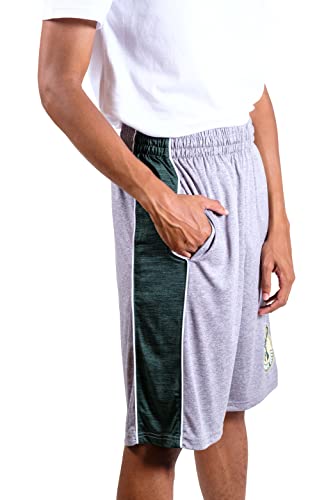 Ultra Game NBA Milwaukee Bucks Men's Mesh Athletic Active Basketball Shorts, Heather Gray, XX-Large