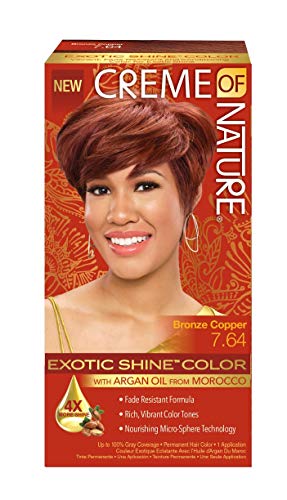 Exotic Shine Hair Color by Creme of Nature, 7.64 Bronze Copper, with Argan Oil from Morocco, 1 Application
