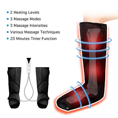 QUINEAR Leg Massager with Heat Air Compression Massage for Foot and Calf Helpful for Circulation and Muscles Relaxation(FSA or HSA Approved)