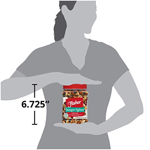 Fisher Snack Hunger Fighter Trail Mix, 38 Ounces, Peanuts, Almonds, Dried Sweetened Cranberries, Soy Nuts