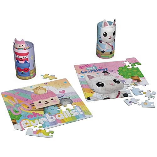 Gabby’s Dollhouse, 2-Puzzle Pack 48-Piece Jigsaw Puzzles in Character Storage Tubes Gabby’s Dollhouse Toys Kids Puzzles, for Preschoolers Ages 4 and up