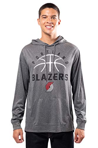 Ultra Game NBA Portland Trail Blazers Mens Super Soft Lightweight Pullover Hoodie, Heather Charcoal , Small