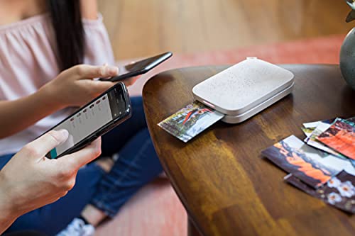 HP Sprocket Portable 2x3' Instant Color Photo Printer (Luna Pearl) Print Pictures on Zink Sticky-Backed Paper from your iOS and Android Device.