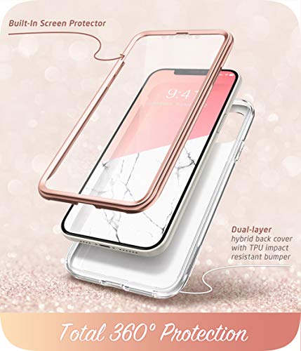 i-Blason Cosmo Series Designed for iPhone 12 Mini Case (2020), Slim Full-Body Stylish Protective Case with Built-in Screen Protector, Marble