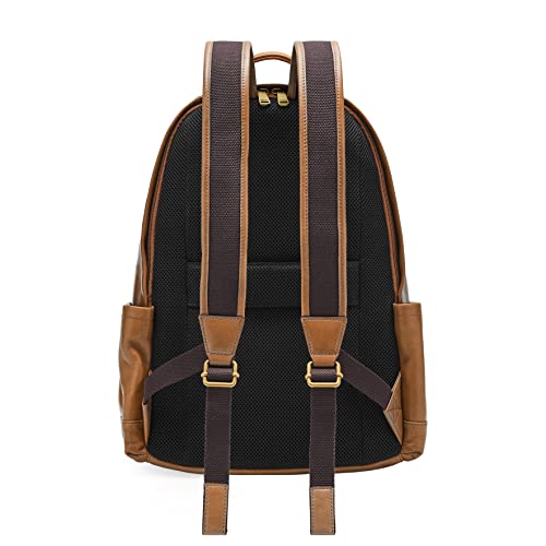 Fossil All-Gender Buckner Eco Leather Backpack with Travel Strap Bag, Color: Sand (Model: MBG9593264)