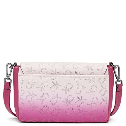 Calvin Klein Ava Novelty Demi Shoulder Bag, Raspberry Multi Perf Logo