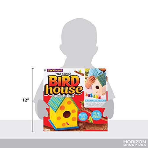 Made By Me Build and Paint Your Own Wooden Bird House, DIY Birdhouse Making For Ages 5, 6, 7, 8, 9, Arts and Crafts Painting Kit For Kids, Great Spring and Summer Craft Activity, Fun Birthday Party Idea