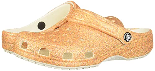 Crocs unisex adult Men's and Women's Classic Glitter Clog, Orange Sorbet Glitter, 8 Women 6 Men US