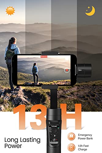 Gimbal Stabilizer for Smartphone, 3-Axis Phone Gimbal for Android and iPhone 14,13,12 PRO, Stabilizer for Video Recording with Face/Object Tracking, 600 °Auto Rotation - hohem iSteady Mobile Plus