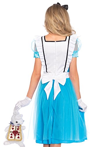 Leg Avenue 2 Piece Classic Alice in Wonderland Set-Cute Apron Dress and Headband Halloween Costume for Adult Women, Blue/White, Medium