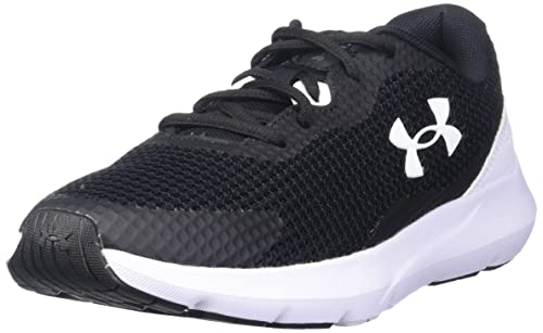 Under Armour Women's Surge 3 Running Shoe, Black (001)/White, 10
