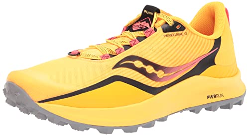 Saucony Men's Peregrine 12 Trail Running Shoe, VIZIGLD/VIZIRED, 7.5