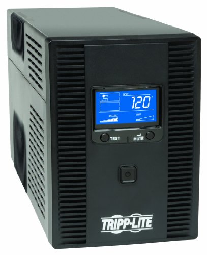 Tripp Lite SMART1500LCDT 1500VA 900W UPS Battery Back Up, AVR, LCD Display, Line-Interactive, 10 Outlets, 120V, USB, Tel and Coax Protection, 3 Year Warranty and Dollar 250,000 Insurance Black