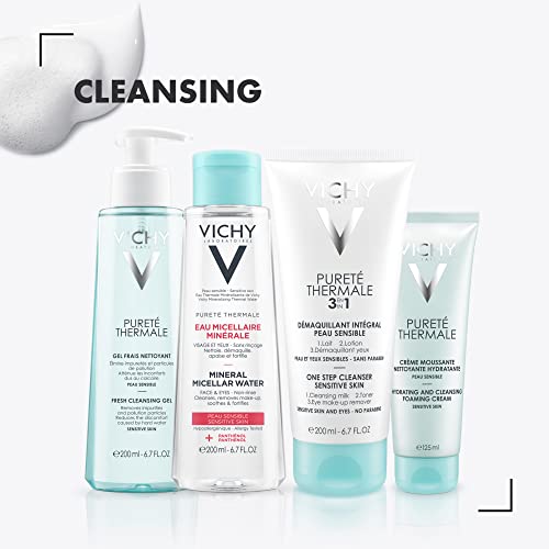 Vichy Pureté Thermale 3 in 1 Facial Cleanser, Multi Purpose Face Wash, Toner and Makeup Remover, Suitable for Sensitive Skin, 6.7 Fl Oz