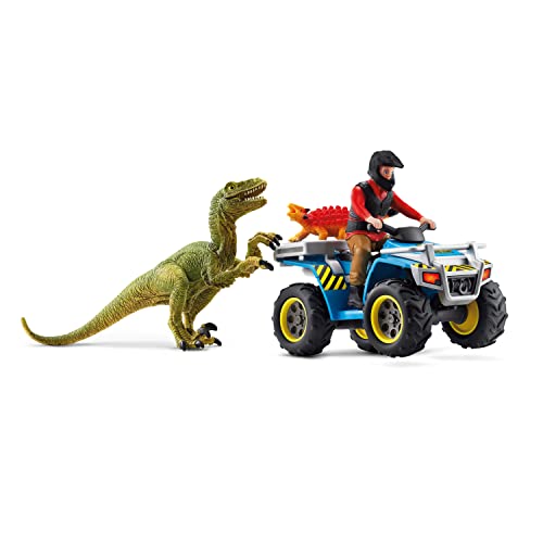Schleich Dinosaurs, Dinosaur Toy Set for Boys and Girls, Quad Escape from Velociraptor Set with ATV Truck, Ages 4+
