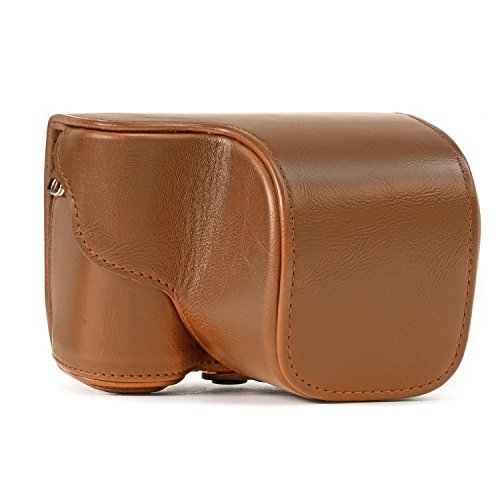 MegaGear 'Ever Ready' Protective Leather Camera Case, Bag for Sony Alpha a5000 Sony a5100 with 16-50mm OSS Lens (Light Brown)