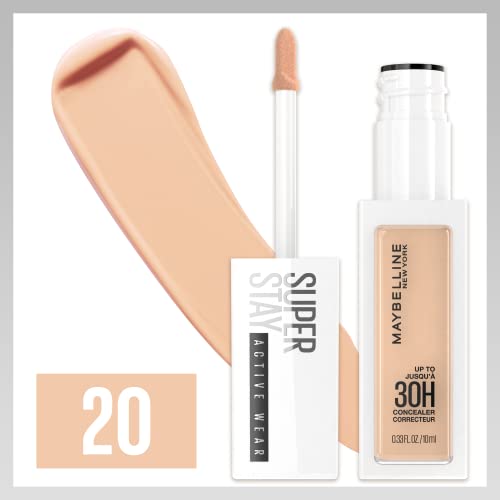 Maybelline Super Stay Liquid Concealer Makeup, Full Coverage Concealer, Up to 30 Hour Wear, Transfer Resistant, Natural Matte Finish, Oil-free, Available in 16 Shades, 20, 1 Count