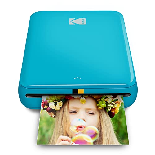 KODAK Step Color Instant Photo Printer with Bluetooth/NFC, Zink Technology and KODAK App for iOS and Android (Blue) Prints 2x3” Sticky-Back Photos.