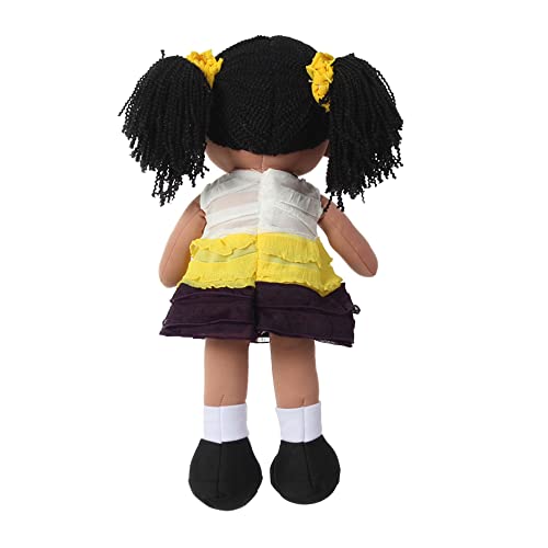 Linzy Plush 16' Yellow Aissa Rag Doll for Girls, Soft Plush, Sleeping Cuddle Buddy for Toddlers, Muñecas de trapo para niña