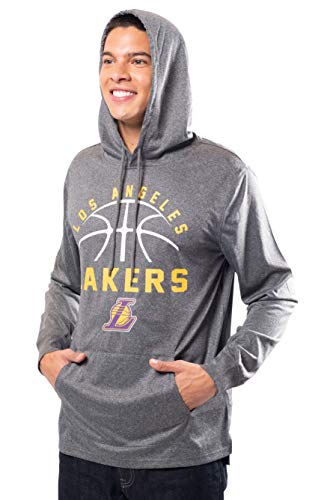 Ultra Game NBA Los Angeles Lakers Mens Super Soft Lightweight Pullover Hoodie, Heather Charcoal , X-Large