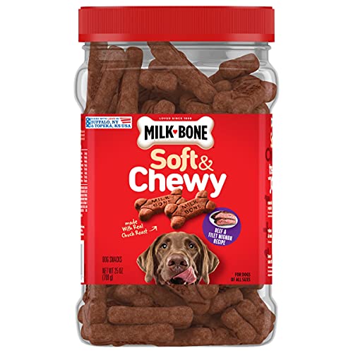 Milk-Bone Soft and Chewy Dog Treats, Beef and Filet Mignon Recipe, 25 Ounces