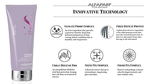 Alfaparf Milano Semi Di Lino Smooth Conditioner for Frizzy and Rebel Hair - Detangles Hair - Controls Frizz - Straightens and Hydrates Unruly Hair, 6.76 fl. oz.