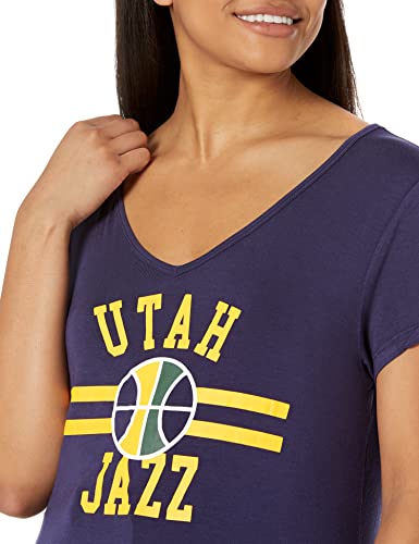 Ultra Game NBA Utah Jazz Womens Box Out Varsity Stripe Tee Shirt, Team Color, Large