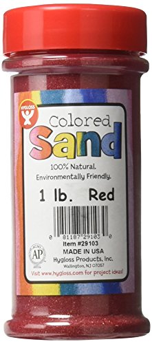 Hygloss Products Colored Play Sand - Assorted Colorful Craft Art Bucket O' Sand, Red, 1 lb