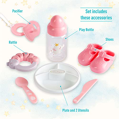 15' Realistic Soft Body Baby Doll with Open/Close Eyes | JC Toys - Berenguer Boutique | 10 Piece Gift Set with Bottle, Rattle, Pacifier and Accessories | Pink | Ages 2+