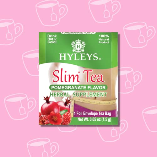 Hyleys Slim Tea Pomegranate Flavor - Weight Loss Herbal Supplement Cleanse and Detox - 25 Tea Bags (1 Pack)