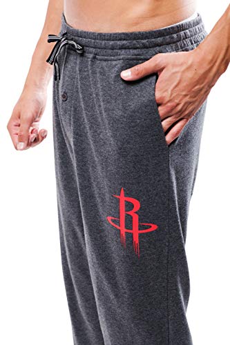 Ultra Game NBA Houston Rockets Mens Sleepwear Super Soft Pajama Loungewear Pants, Heather Gray, Medium