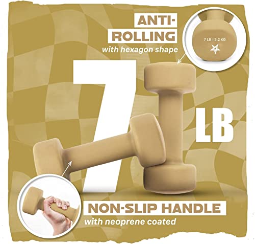 Yes4All Non-Slip, Hexagon Neoprene Dumbbells – 7lbs Neoprene Dumbbell Set for Muscle Toning, Strength Building, Weight Loss (Charcoal Gray - Pair)