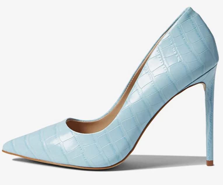 (Light Blue Croco, 6.5) Steve Madden Vala Blue Pointed Toe Stiletto Shoes Heels for Womens Dress Pumps