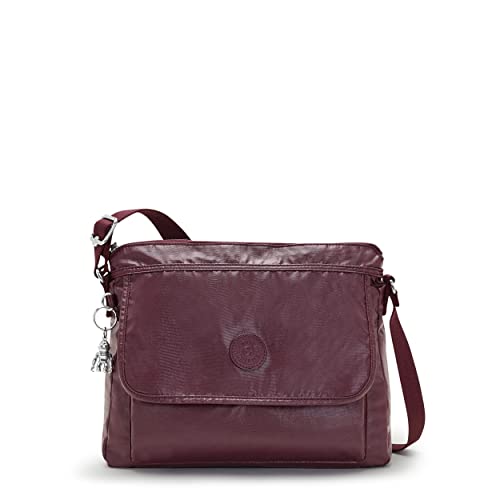Kipling Women's Aisling Crossbody, Lightweight Everyday Purse, Shoulder Bag, Burgundy Lacq