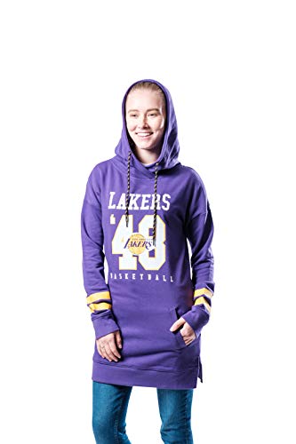 Ultra Game NBA Los Angeles Lakers Womens Tunic Hoodie Pullover Terry Sweatshirt, Team Color, X-Large
