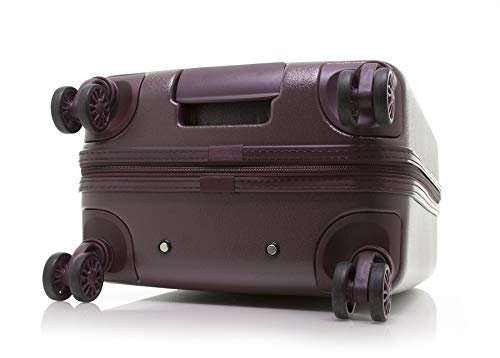 DKNY Luggage Upright with 8 Spinner Wheels, ABS+PC Case, Weekend Bag, Burgundy, 21' Carry On